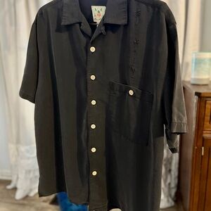 Joe Marlin Men’s Black Embroidered Resort Camp Shirt Size L